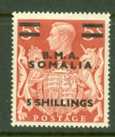 Somalia: 1948   KGVI 'B.M.A. Somalia' OVPT   SG S20   5/- On 5/-    MH - Somalië