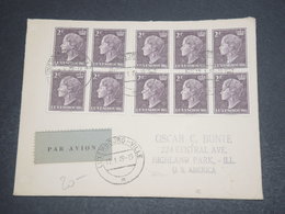 LUXEMBOURG - Enveloppe Par Avion Pour Les Etats Unis En 1949 , Affranchissement Bloc De 6 + Bloc De 4 - L 12367 - Covers & Documents