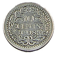 10 Cents - Hollande - 1918 - Argent - TB+ - - 10 Cent