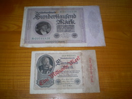 Allemagne Billet 1000 Mark Surchargé Eine Milliarde Mark 1922 & Billet 100000 Mark 1923 Recto Verso - Other & Unclassified