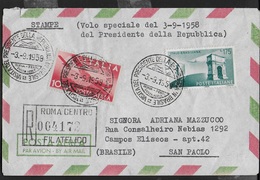 VOLO SPECIALE ALITALIA - ROMA-RIO DE JANEIRO -03.09.1958 - BUSTA SPECIALE PER S.PAULO - Airmail