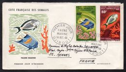 COTE DES SOMALIS - LEGION - DJIBOUTI / 1966 PA # 51 & 54 SUR PREMIER JOUR VOYAGE (ref LE2015) - Lettres & Documents