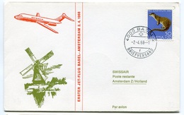 RC 6618 SUISSE 1968 1er VOL SWISSAIR BASEL - AMSTERDAM PAYS BAS FFC LETTRE COVER - First Flight Covers