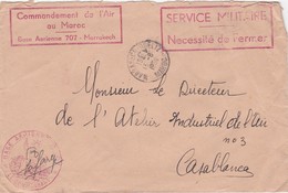 FRANCE  PROTECTORATE COVER - SERVICE MILITAIRE - MARRAKECH   - ATELIER INDUSTRIEL DE L'AIR   - CASABLANCA MAROC MOROCCO - Lettres & Documents