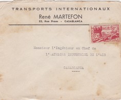 FRANCE MAROC MOROCCO PROTECTORATE - COVER  - TRANSPORTS INTERNATIONAUX - CASABLANCA - Brieven En Documenten