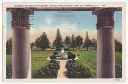 SARATOGA SPRINGS New York NY, Lincoln Bath House East Fm Balcony 1930s Vintage Postcard - Saratoga Springs