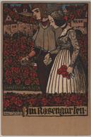 Im Rosengarten - Künstler Litho  Ferd Spiegel No. 103 - Spiegel, Ferdinand
