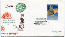 RC 6727 GRECE OLYMPIC AIRWAYS 1979 1er VOL ATHENS - PARIS FRANCE GREECE FFC LETTRE COVER - Lettres & Documents