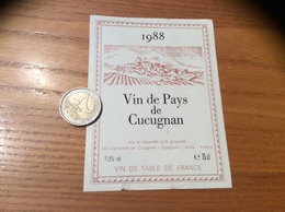 Etiquette « VIN DE PAYS DE CUCUGNAN - Les Vignerons De Cucugnan (11)» 1988 - Languedoc-Roussillon