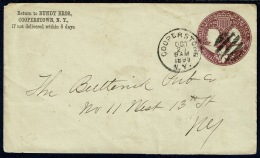 RB 1188 - 1893 USA 2c Postal Stationery Envelope - Cooperstown N.Y. To New York - ...-1900