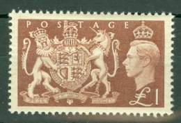 G.B.: 1951   KGVI - St George And Dragon   SG512   £1    MNH - Neufs
