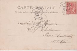 TIMBRE 10 C Rouge MOUCHON Type 2 .  Sur Cpa : TONNERRE  Les Vannes De L'Armançon - 1900-02 Mouchon