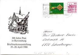 (BPGS) BRD Privatganzsachenumschlag PU115 D2/058c ZF "300 Jahre Post In Ravensburg", MWSt 8.11.83 RAVENSBURG - Sobres Privados - Usados