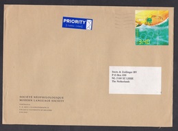 Finland: Priority Cover To Netherlands, 1997, 1 Stamp + Tab, Olympics, Swimming, Sports (traces Of Use) - Cartas & Documentos