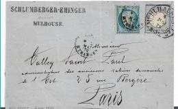 EL083 / ELSASS -  Mühlhausen Hufeisenstempel Spalink 26-2, Doppelfrankatur 4.5.1872 - Storia Postale