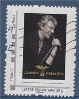 = Johnny Haliday, édition La Poste Oblitéré LP 20g Cadre Philaposte Gris, Découpe Inversée - Andere & Zonder Classificatie