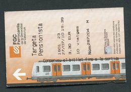 Ticket De Train De Barcelone "FGC Ferrocarrils" Billet De Transport - Europa