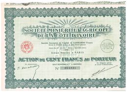 Action Ancienne - Sté Minière Et Agricole De La Côte D'Ivoire - Titre De 1929 - - Andere & Zonder Classificatie