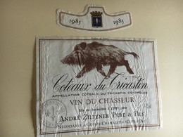 5681 - Vin Du Chasseur 1985 Côteaux Du Tricastin Sanglier état Moyen - Caza
