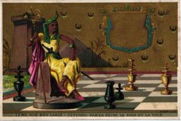 1 Trade Card Chromo CHESS  Game, Jeu D'ECHECS,  SCHACH Litho  BOGNARD, PUB Lille Rousseaux  Le Roi Noir Bien GARDE - Chess