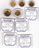 Münzen BRD, 1, 2, 5 10, 50 Pfennig,  24 Karat Vergoldet, In Kapsel - Autres & Non Classés