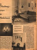 Beleuchtungskörper Als Wandschmuck  / Artikel, Entnommen Aus Zeitschrift / 1937 - Colis