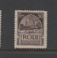Italy-Colonies And Territories-Aegean General Issue-Rodi S8 1932 Pictorials Perf 11 50c Dark Brown Mint Hinged - Algemene Uitgaven