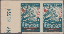 VI-359 CUBA CINDERELLA. 1947. CONSEJO TUBERCULOSOS MEDICINA MEDICINE ERROR DOUBLE SURCHARGE PAIR. - Bienfaisance