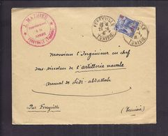 ENVELOPPE COMMERCIALE Représentant à La Marine TUNISIE FERRYVILLE Tàd 1941 Timbre Avec Surcharges ARTILLERIE NAVALE - Postage Due