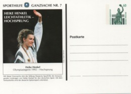BRD Sporthilfe Ganzsache Nr. 7 Heike Henkel - Hochsprung Postfrisch; Postal Stationery High-jump; Mint - Cartes Postales Privées - Neuves