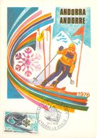 ANDORRE FRANCAIS  CARTE MAXIMUM  NUM.YVERT  251 SPORT JEUX OLYMPIQUES INNSBRUCK - Cartas Máxima