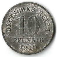 Pièce De Monnaie  10 Pfennig  1920 - 10 Renten- & 10 Reichspfennig