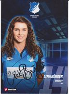 Original Women Football Autograph Card LINA BURGER Frauen Bundesliga 2016 / 17 TSG HOFFENHEIM - Autógrafos