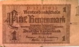 1 Eine RENTENMARK RentenMarkSchein P.32392939 Berlin 30/1/1937 - Verordnung 15/10/1923 Deutsche Rentenbank - 1 Rentenmark