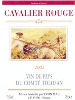 1 Etiquette Ancienne De VIN - CAVALIER ROUGE 2002 - VIN DE PAYS DU COMTE TOLOSAN - Pferde