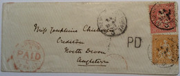 GENEVE-SION-GENEVE 1867 BAHNPOST Sitzende Helvetia Brief > CREDITON, DEVON, GB (Schweiz Suisse Lettre Cover - Covers & Documents