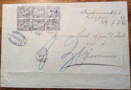 MOUTIER 1878 (Bern BE) Sitzende Helvetia 6er Block Mit ABART Auf NACHNAHME Brief > Tavannes  (Schweiz Suisse Lettre - Covers & Documents