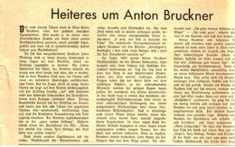 Heiteres Um Anton Bruckner  / Artikel,entnommen Aus Zeitschrift /1937 - Colis