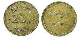 00455 GETTONE JETON TOKEN VENDING MACHINE EUROCOIN 20p LONDON - Sonstige & Ohne Zuordnung