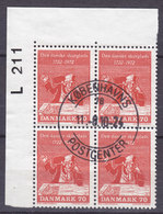 Denmark 1972 Mi. 530     70 Ø Ludvig Holberg (Cz. Slania) 4-Block Marginal L211 - Blocs-feuillets