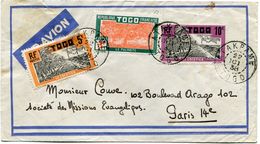 TOGO LETTRE PAR AVION DEPART ATAKPAME 22 OCT 38 TOGO POUR LA FRANCE - Briefe U. Dokumente