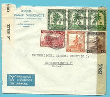 234+243+261+266 Op Brief Stempel LEOPOLDVILLE 1/3/44 Naar U.S.A. Censure  Leopoldville + Censuur EXAMINED BY - Storia Postale