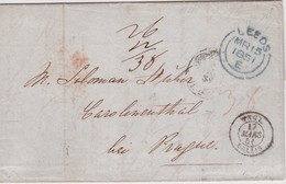 ANGLETERRE 1851 LETTRE DE LEEDS  POUR CAROLINENTHAL PRES DE PRAGUE CACHET TRANSIT ANGL. PAR CALAIS - ...-1840 Voorlopers