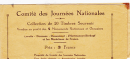 Comité Des Journées Nationales Carnet Complet Feuille Intacte Coin Supérieur Droi En Haut Sali Lorette Dormans Douaumont - Blocks & Sheetlets & Booklets