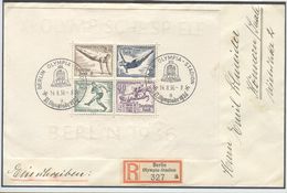 GERMANY Registered Cover With R Label Berlin Olympia Stadion A With Olympic Sheet And Cancel Olympia Stadion - Sommer 1936: Berlin