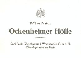 1 Etiquette Ancienne De VIN ALLEMAND - OCKENHEIMER HOLLE - 1929 - OBER INGELHEIM AM RHEIN - Riesling