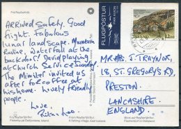 1987 Iceland Reydarfjordur Postcard Airmail - Preston, Lancashire - Lettres & Documents