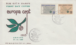 Enveloppe  FDC  1er  Jour   TURQUIE    Paire   EUROPA    1965 - 1965