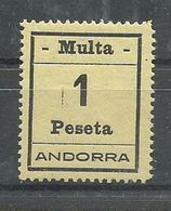 ANDORRA- SELLOS-VIÑETAS. MULTA  MUY DIFICILES 1 Peseta  MUY BONITO (S.2.C.02.18) - Précurseurs