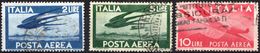 ITALIA, ITALY, REPUBBLICA, POSTA AEREA, AIRMAIL, SERIE “DEMOCRATICA”, 1945,  USATI,  Sass. PA127,PA129,PA130   Scott C - Airmail